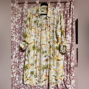 C&C California Floral Print Shirt with Red and Green Accents